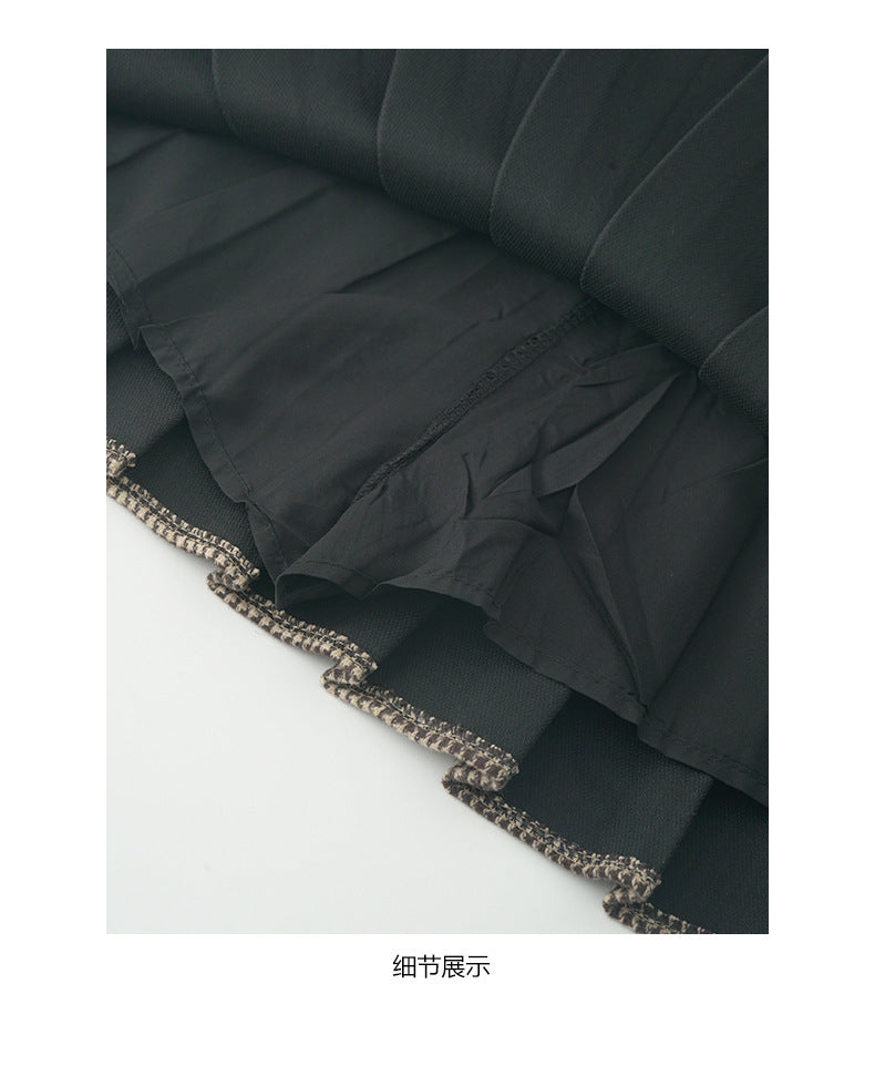 【H5492】實拍S~XL復古學院風磨毛百褶a字裙（內有安全褲）251109