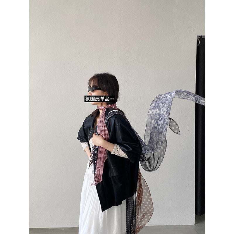 【cimzW807】 法式复古高级感絲巾髮帶綁脖多用途絲巾260319