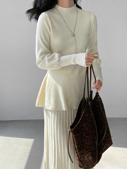 【cimz6652】實拍氣質半高領/V領燈籠袖極簡氣質針織衫251128