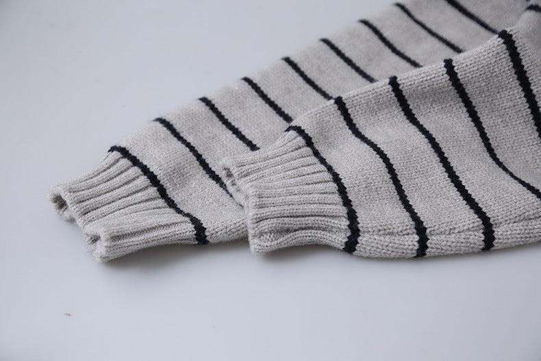 【LD11063】實拍復古條紋加厚棉羊絨針織毛衣251209