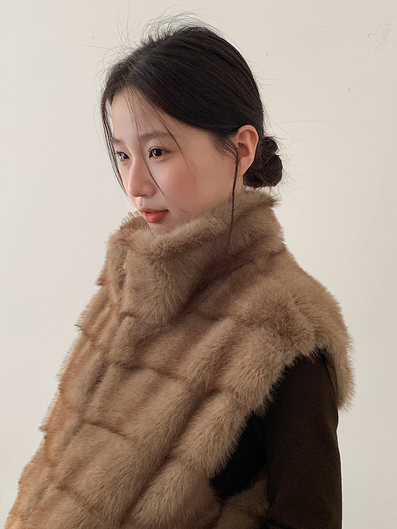 【LD11042】實拍皮毛一體立領拉鍊背心外套251202