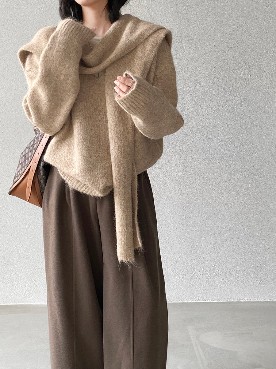 【cim8802】實拍纯色溫柔針織毛衣+針織披肩(羊毛8）251114