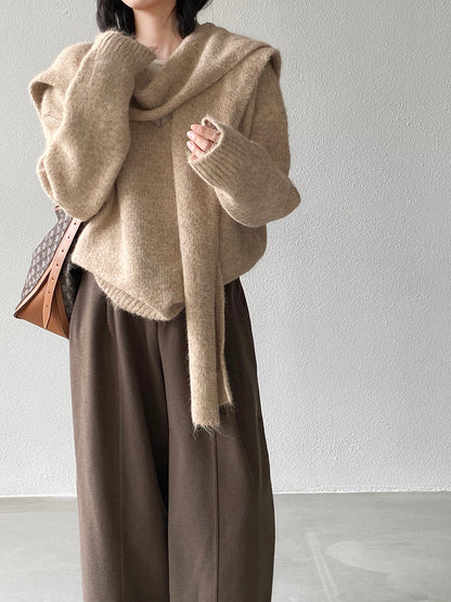 【cim8802】實拍纯色溫柔針織毛衣+針織披肩(羊毛8）251114