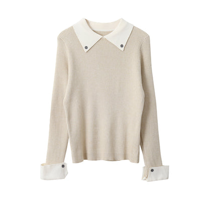 【LD11026】實拍絕美法式針織坑條假2件針織衫251124