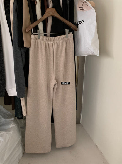 【L7039】實拍檸檬加厚加絨羊絨寬鬆顯瘦高腰直筒褲251117