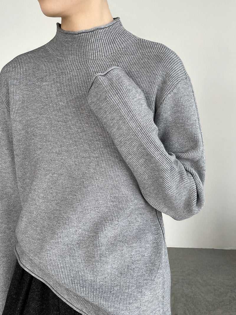 【cimYL713】實拍加厚捲邊半高領保暖針織衫251201