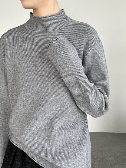 【cimYL713】實拍加厚捲邊半高領保暖針織衫251201