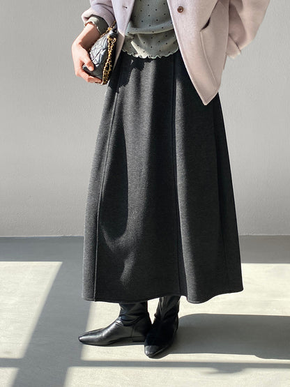【cimz6392】實拍極簡內加絨加厚高腰毛呢長裙（羊毛3)251120