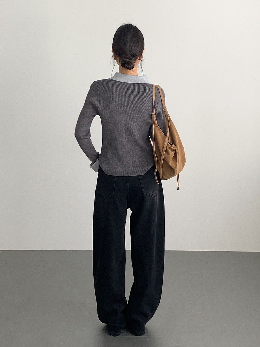 【LD11023】實拍S~XL顯瘦加絨加厚高腰寬鬆彎刀牛仔褲＋腰帶251124