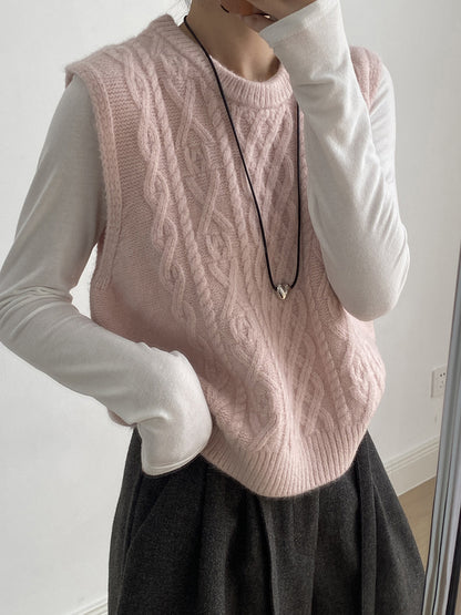 【YP2617】 實拍圓領麻花軟糯針織背心251023