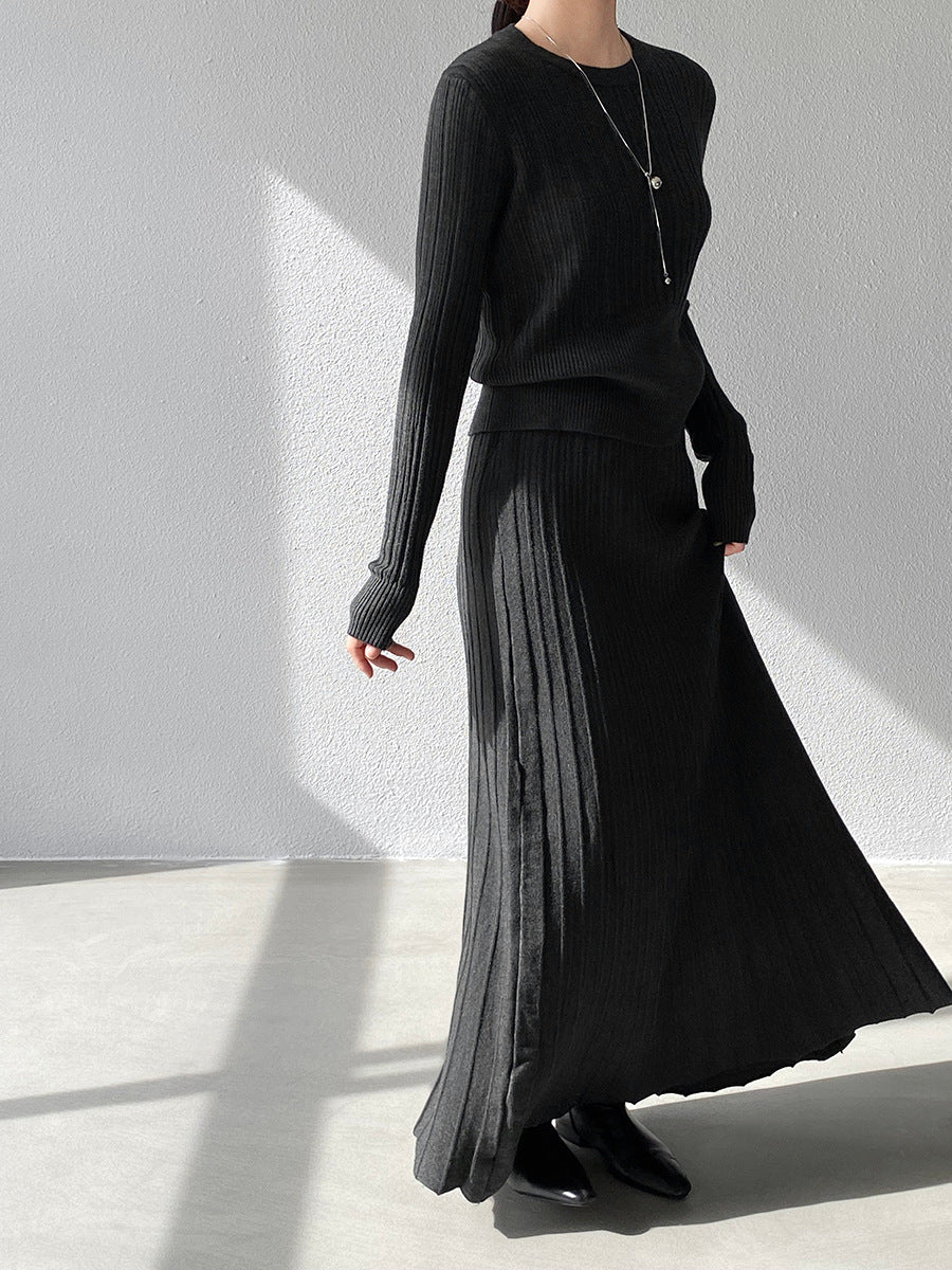 【cimz100789】實拍法式高級感收腰顯瘦針織衫＋針織長裙(分開下單）251120