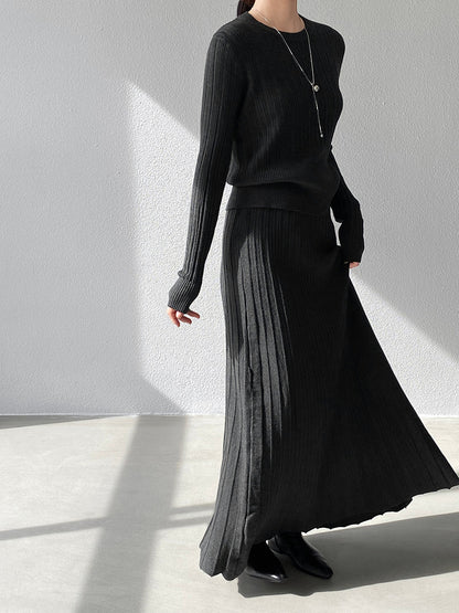 【cimz100789】實拍法式高級感收腰顯瘦針織衫＋針織長裙(分開下單）251120