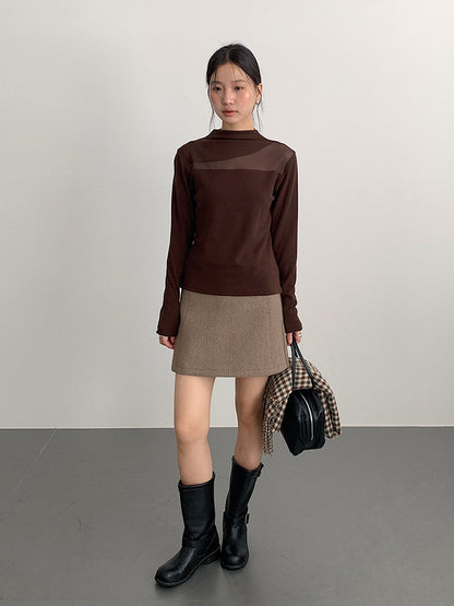 【LD11032】實拍S~XL羊毛絨超瘦高腰A字裙羊毛10%(內有安全褲+皮帶）251124