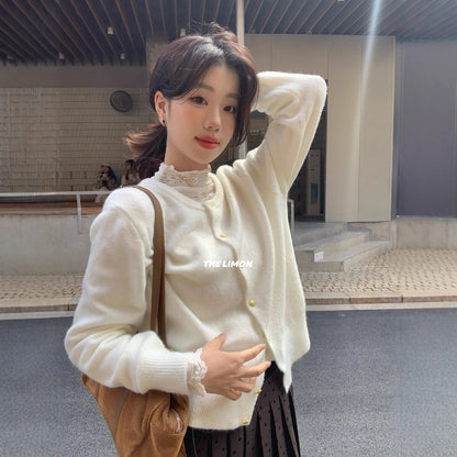 【L9320】實拍檸檬秋冬浪漫內搭立領長袖蕾絲衫251117