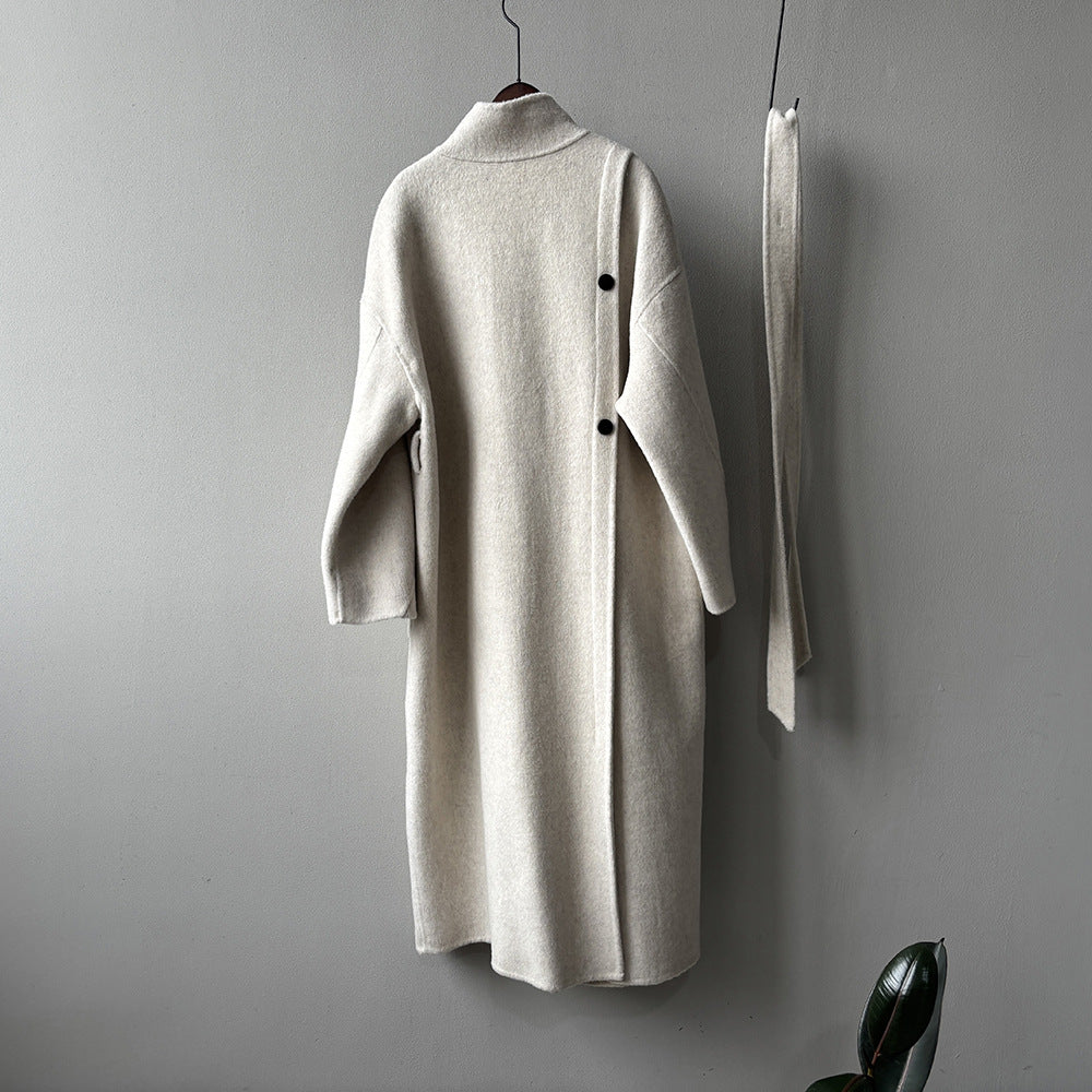 【Y25527】實拍高單質感雙面羊毛呢立領大衣（棉羊毛68%)251106