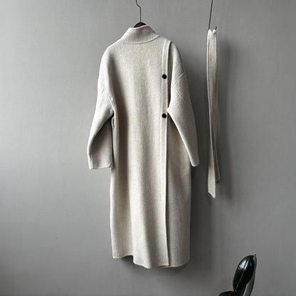 【Y25527】實拍高單質感雙面羊毛呢立領大衣（棉羊毛68%)251106