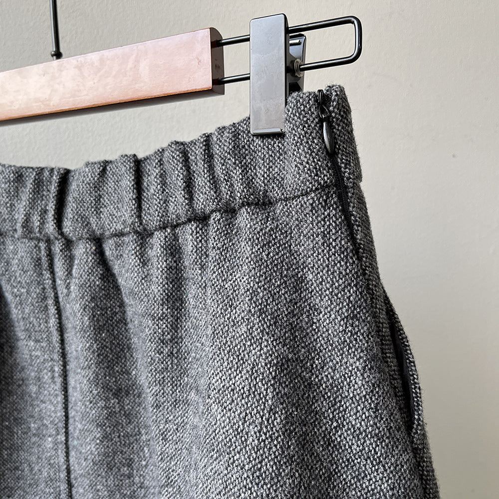 【Y8076】實拍氣質羊毛30%毛呢微花苞傘裙251201