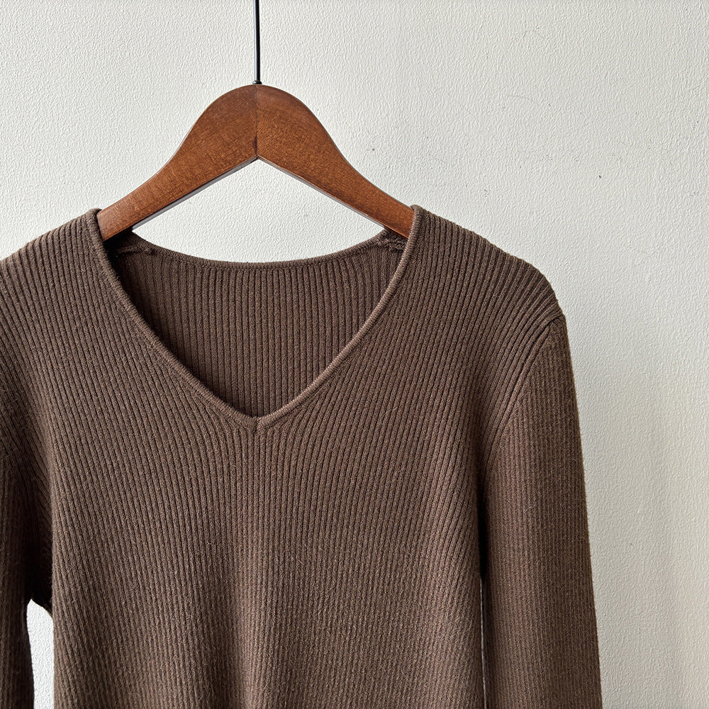 【YP313】實拍冬季氣質簡約v領針織衫251113