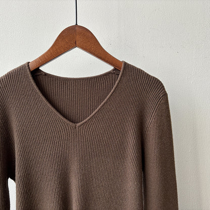 【YP313】實拍冬季氣質簡約v領針織衫251113