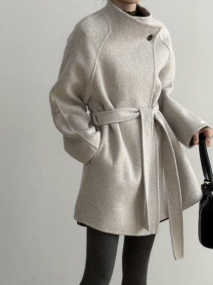 【Y8511】實拍高級感立領羊毛呢大衣外套（棉羊毛52%)251106