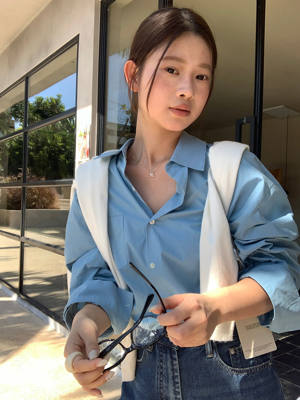 【L10196】實拍檸檬家韓系慵懶鬆弛感☁️春夏休閒百搭寬鬆純色長袖襯衫260330