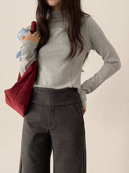 【LD11041】實拍羊绒簡約高領長袖T恤251202