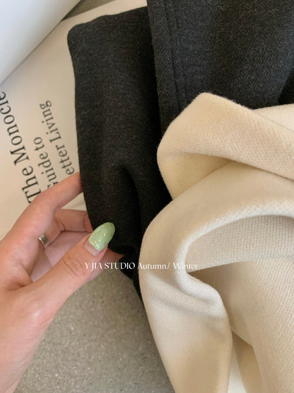 【LY9588】實拍Y.JIA 簡約毛呢加絨加厚微喇休閒褲251208