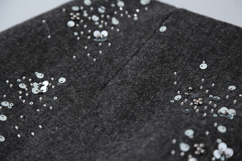 【LD11045】實拍S~XL法式重工時髦毛呢亮片短裙251202