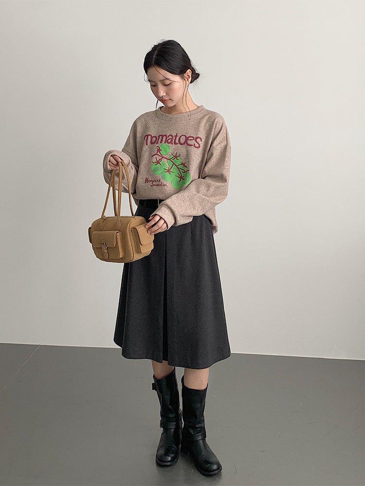 【LD3300】實拍S~XL韓版高腰顯瘦毛呢A字裙＋腰帶251103