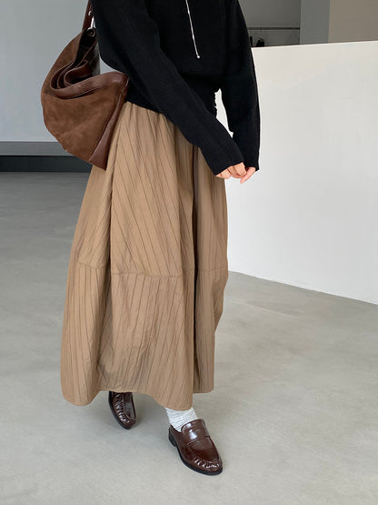 【cim1708】實拍秋冬法式寂靜高腰加厚微花苞A字裙251030