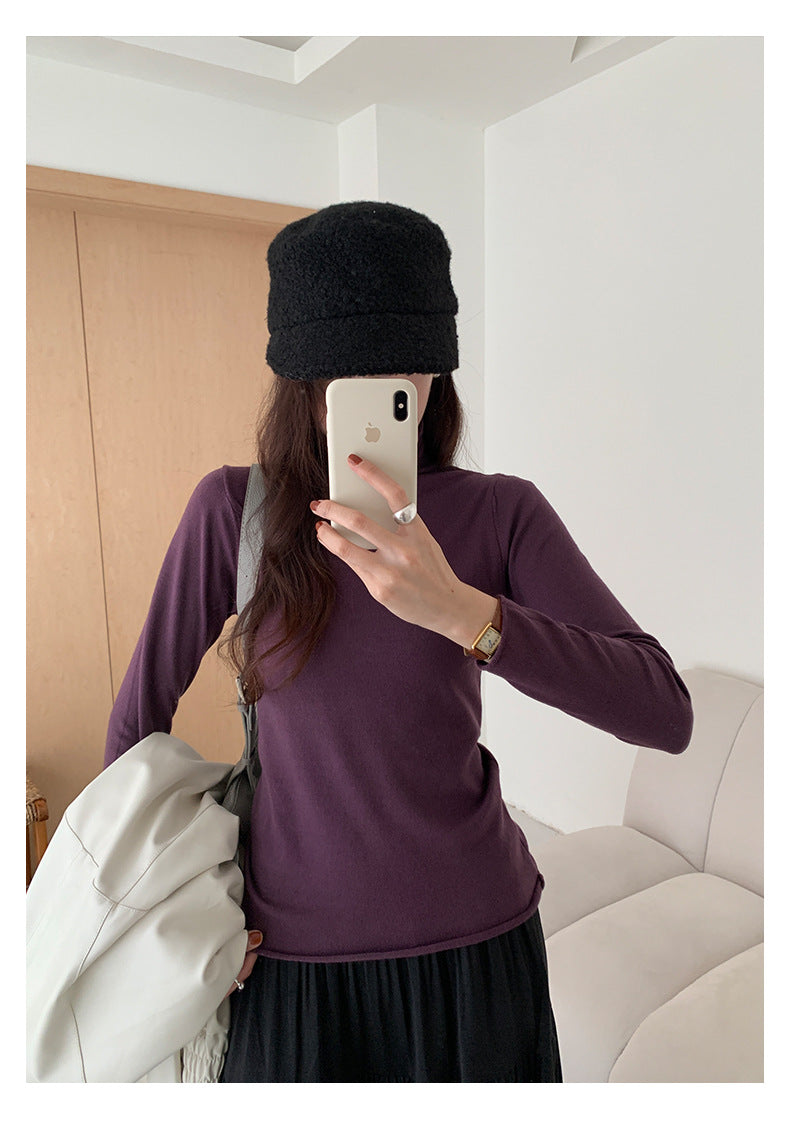 【H5481】實拍基礎6色堆堆領毛針織T恤251109