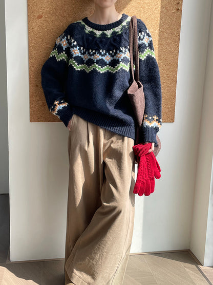 【cimMB850】實拍冬季必備复古費爾島提花針織毛衣251114