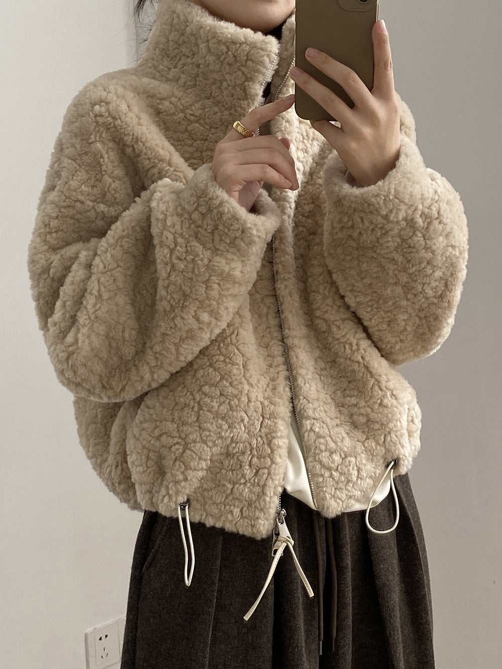 【YH8567】實拍冬天保暖厚款立领羊羔毛外套251113