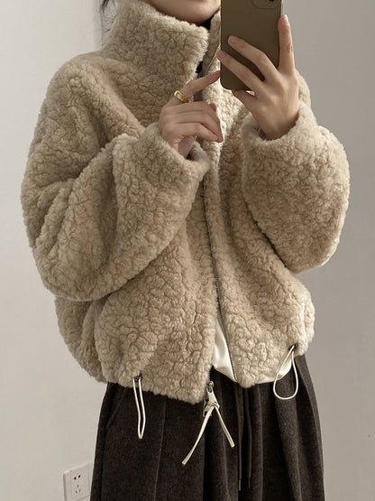 【YH8567】實拍冬天保暖厚款立领羊羔毛外套251113