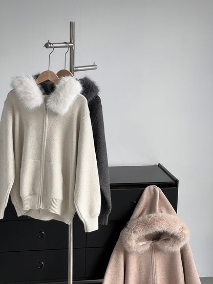 【cimz8321】實拍可拆卸毛領連帽拉鍊毛衣外套251128