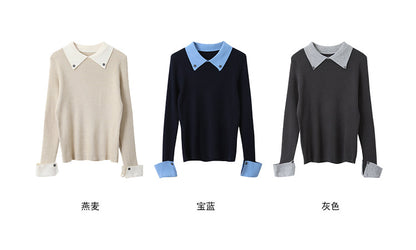 【LD11026】實拍絕美法式針織坑條假2件針織衫251124