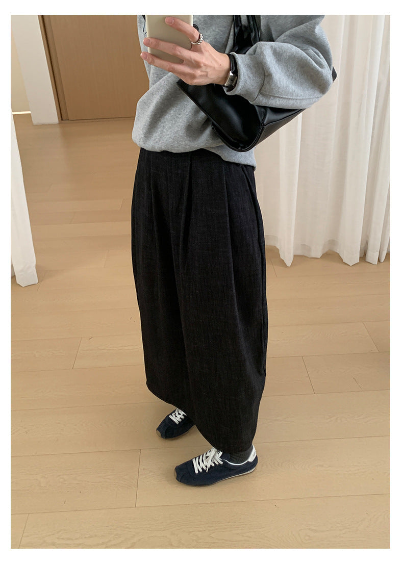 【H561】實拍秋冬簡約鬆緊腰後開叉裙251021