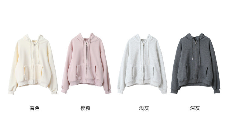 【LD11030】實拍冬季慵懶加絨加厚連帽衞衣外套251124