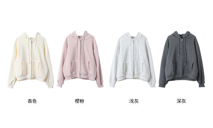 【LD11030】實拍冬季慵懶加絨加厚連帽衞衣外套251124