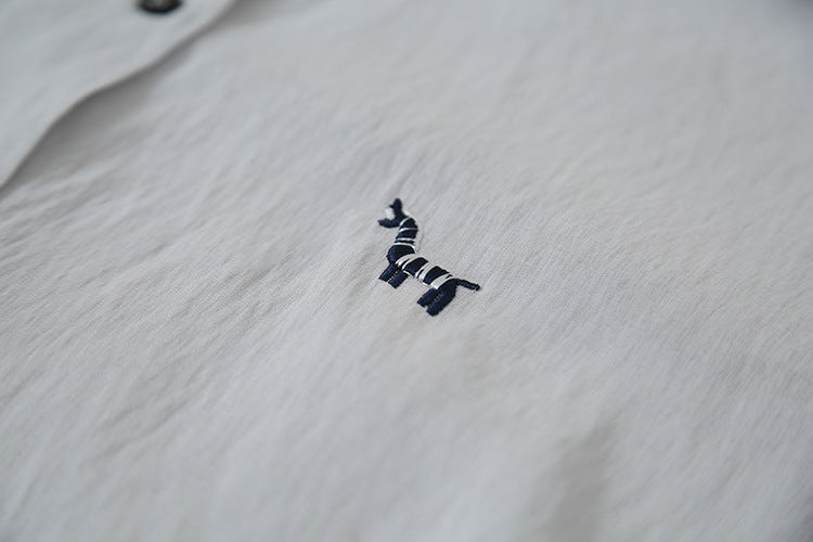 【LD11298】韓系慵懶鬆弛感☁️百搭小馬刺繡薄款純色長袖襯衫260519