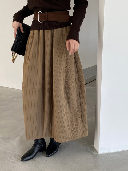 【cim1708】實拍秋冬法式寂靜高腰加厚微花苞A字裙251030