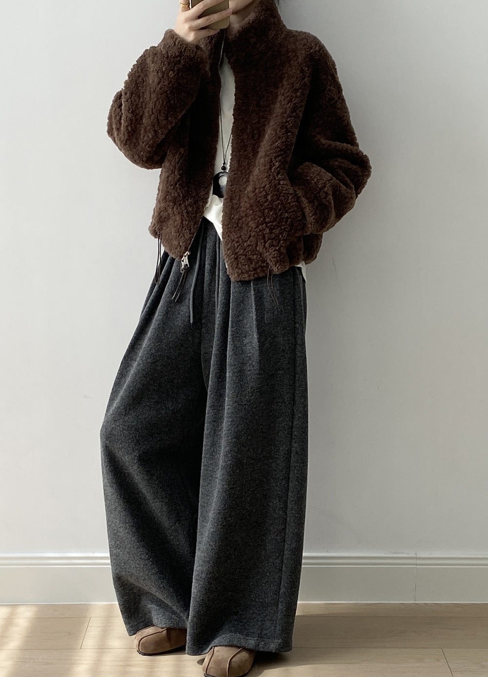 【YH8567】實拍冬天保暖厚款立领羊羔毛外套251113