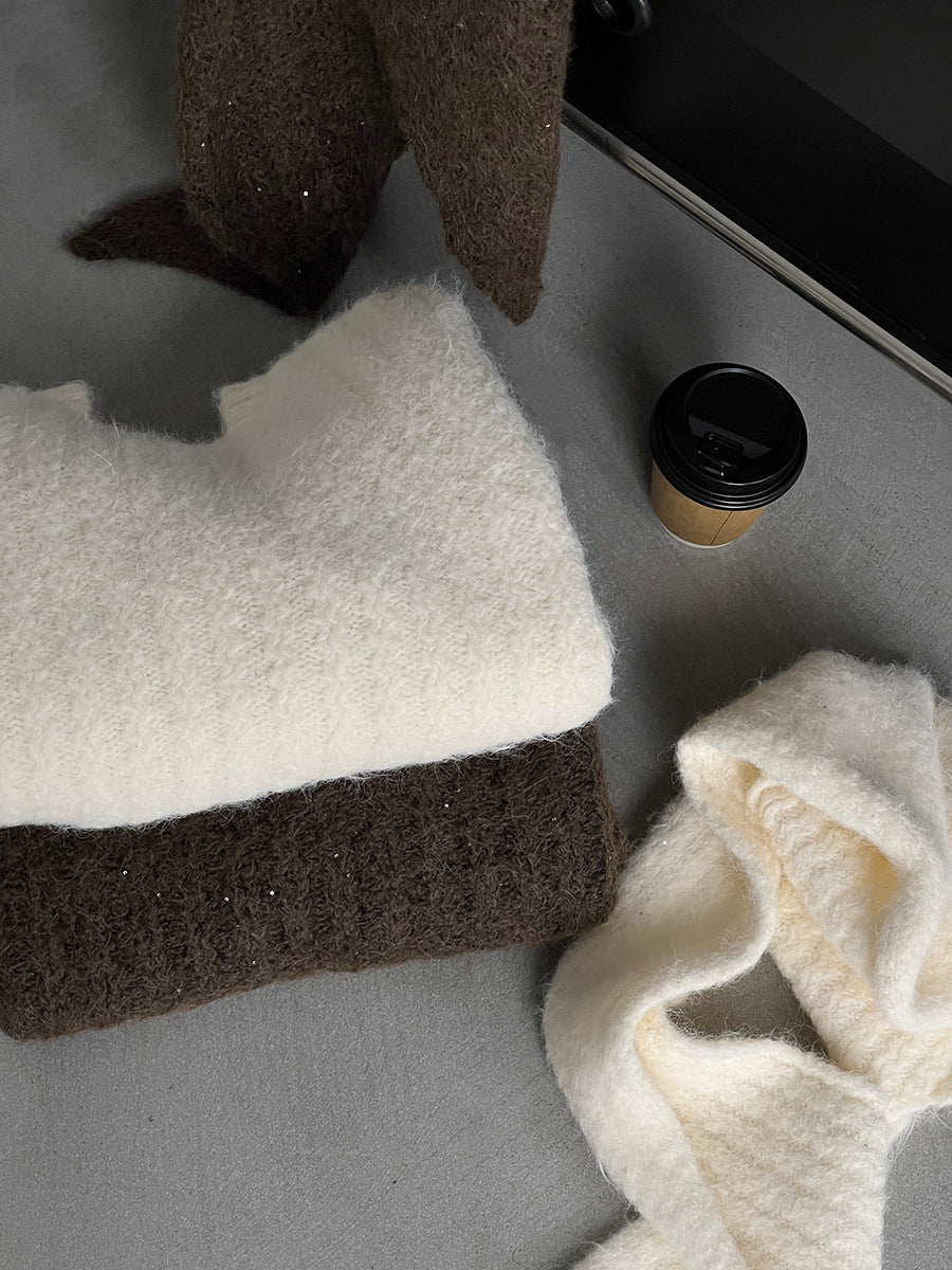 【cimz0672】實拍細緻閃亮針織毛衣+圍巾251128