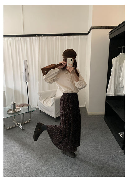 【H5490】實拍日系清新小碎花鬆緊腰長裙（棉）251109