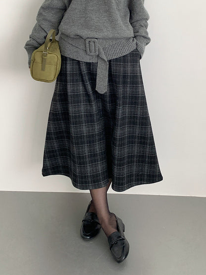 【LD11071】實拍氣質復古格紋毛呢a字裙251209