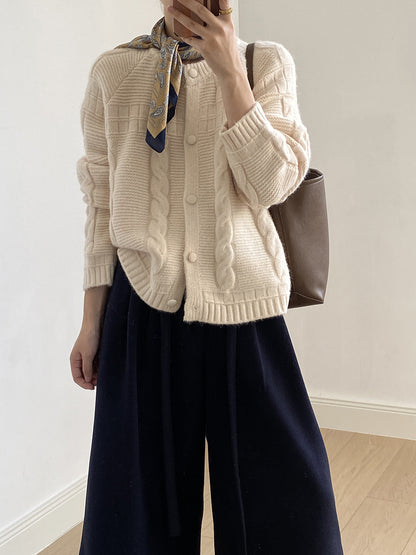 【YP2556】實拍微甜圓領包扣麻花針織外套251023