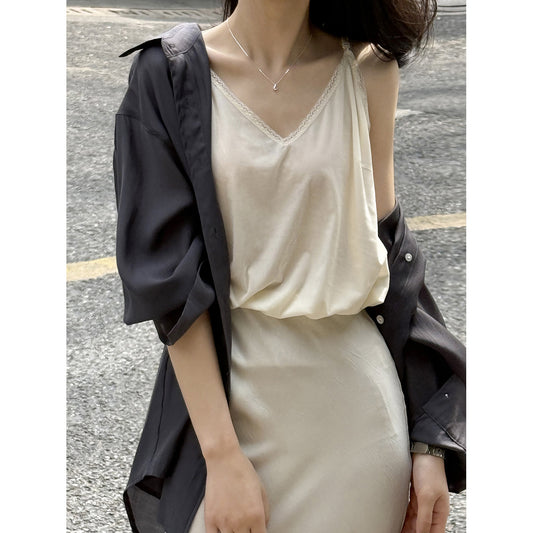 【Y82328】實拍夏季輕熟高級感｜蕾絲V領內搭吊帶背心250424