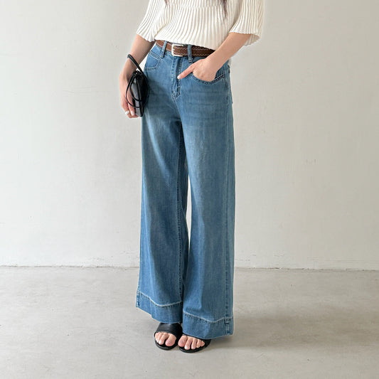 【LD11246】實拍S~XL美式復古大長腿👖高腰彈力顯瘦微喇叭寬鬆直筒牛仔褲260414
