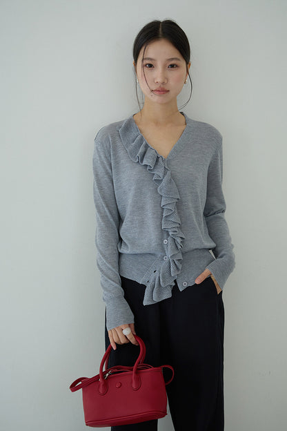 【LD11154】實拍韓系甜美減齡✨設計感荷葉薄款長袖針織衫260317