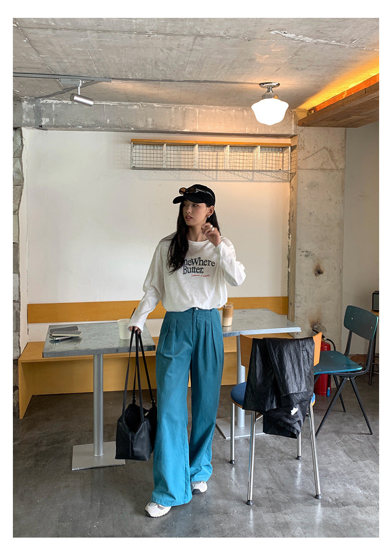 【H5389】實拍簡約休閒韓系長袖T恤250902